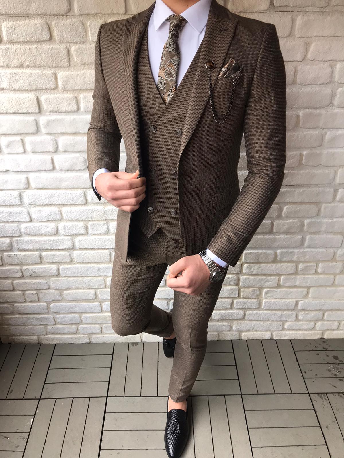 Forks Brown Slim Fit Suit - Bespoke Daily