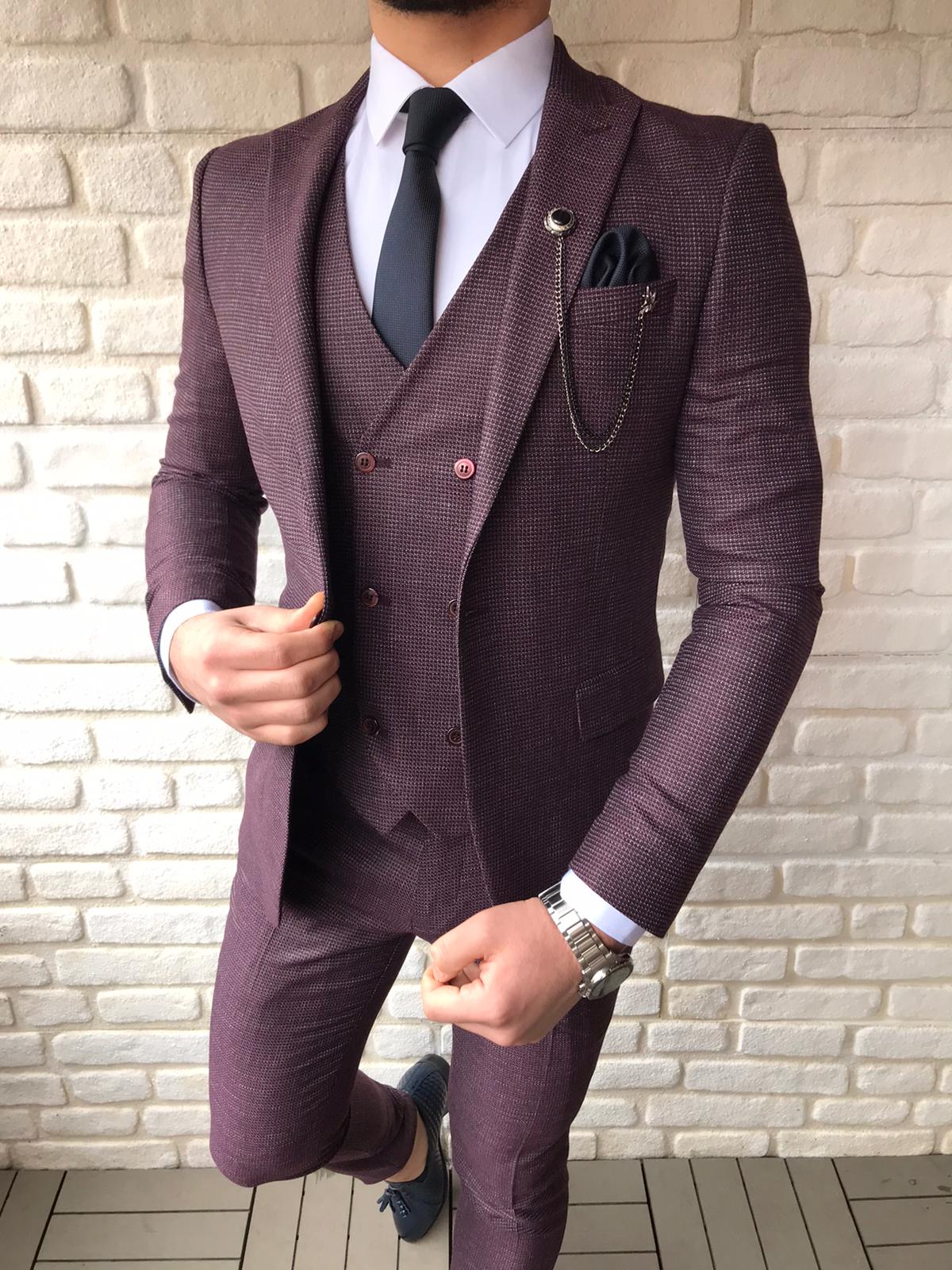 Forks Burgundy Slim Fit Suit - Bespoke Daily