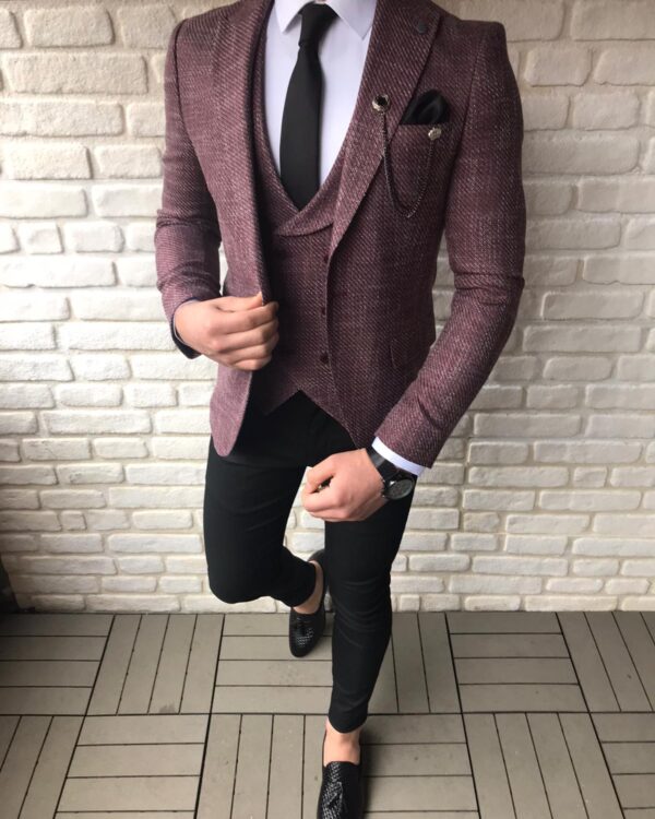 Lynden Burgundy Slim Fit Suit - Bespoke Daily
