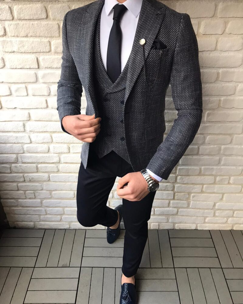 Dark Blue Slim Fit Suit by BespokeDailyShop.com with Free Worldwide Shipping
