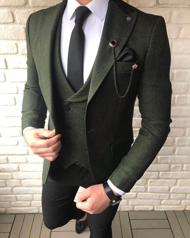 Green Slim Fit Suit by BespokeDailyShop.com with Free Worldwide Shipping