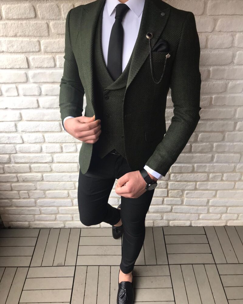 Green Slim Fit Suit by BespokeDailyShop.com with Free Worldwide Shipping