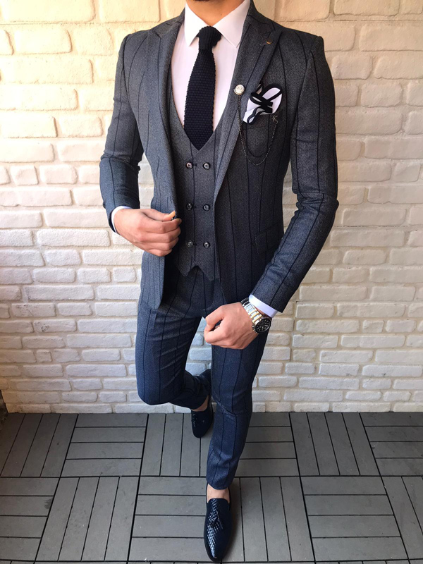 Camillus Blue Slim Fit Chalk Stripe Suit - Bespoke Daily