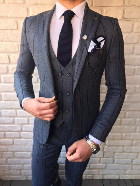 Camillus Blue Slim Fit Chalk Stripe Suit - Bespoke Daily
