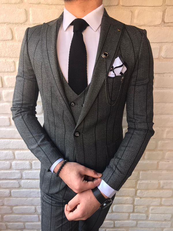 Camillus Gray Slim Fit Chalk Stripe Suit - Bespoke Daily