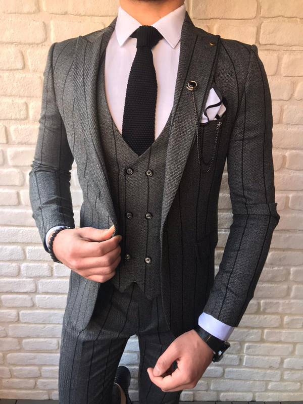 Camillus Gray Slim Fit Chalk Stripe Suit - Bespoke Daily