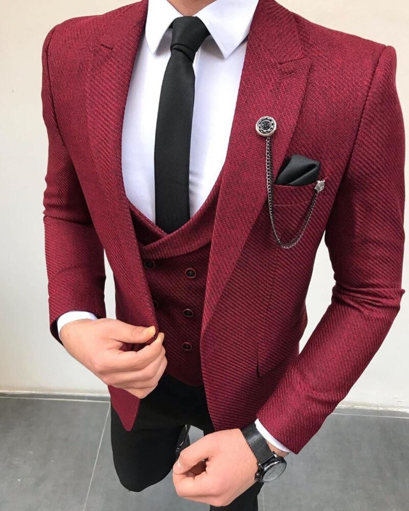 Camillus Red Slim Fit Wool Suit - Bespoke Daily
