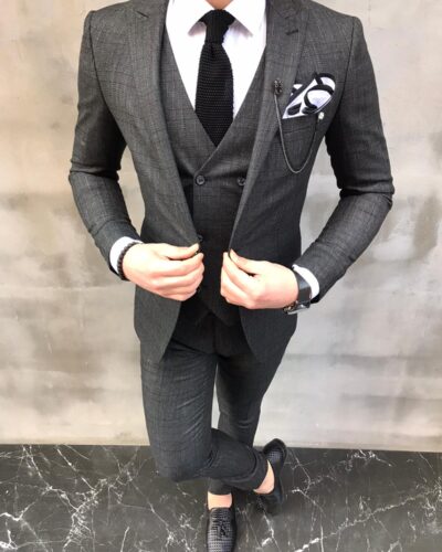 Crofton Back Slim Fit Crosshatch Suit - Bespoke Daily