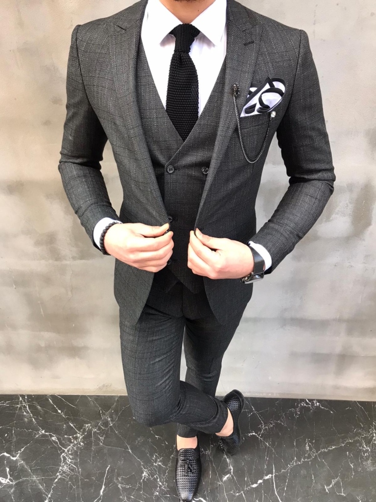 Crofton Back Slim Fit Crosshatch Suit Bespoke Daily