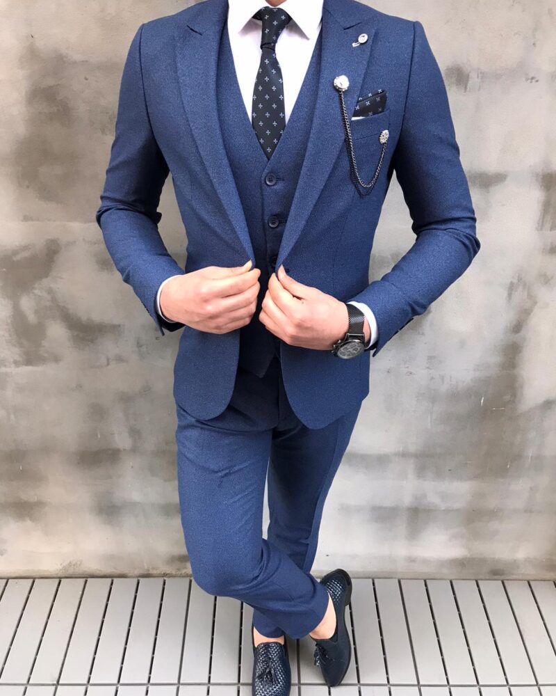 Blue Slim Fit Suit by BespokeDailyShop.com with Free Worldwide Shipping