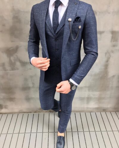 Crofton Blue Slim Fit Wool Suit - Bespoke Daily