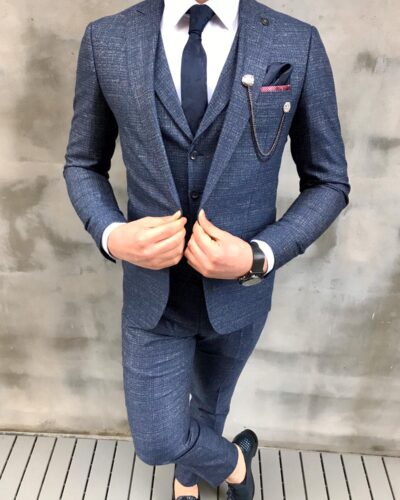 Crofton Blue Slim Fit Wool Suit - Bespoke Daily