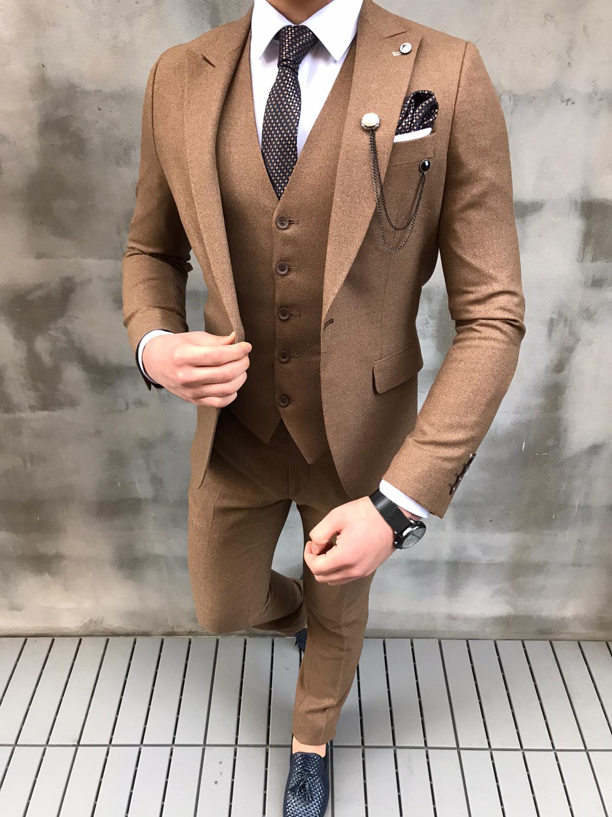 Crofton Brown Slim Fit Suit - Bespoke Daily