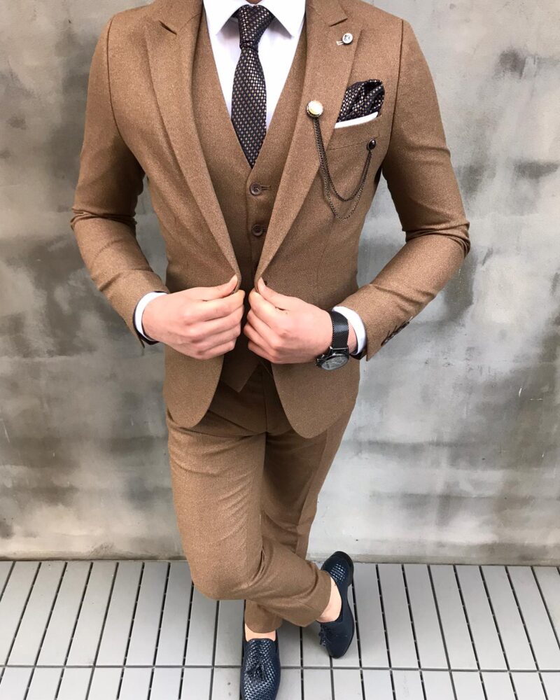 Brown Slim Fit Suit by BespokeDailyShop.com with Free Worldwide Shipping