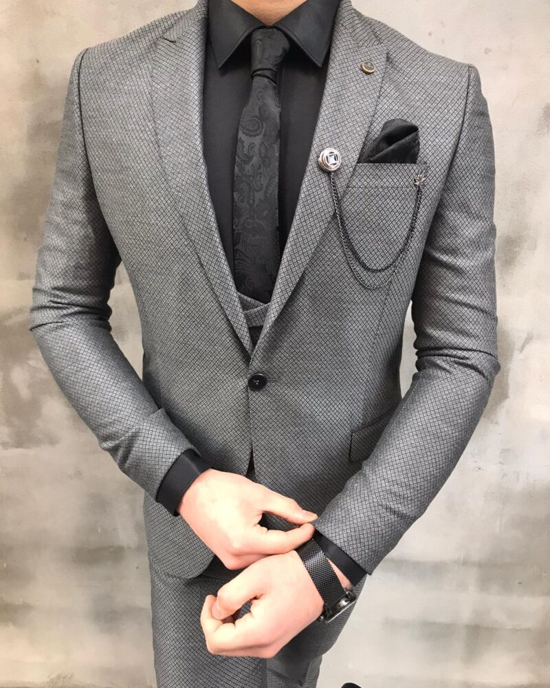 Gray Slim Fit Suit by BespokeDailyShop.com with Free Worldwide Shipping