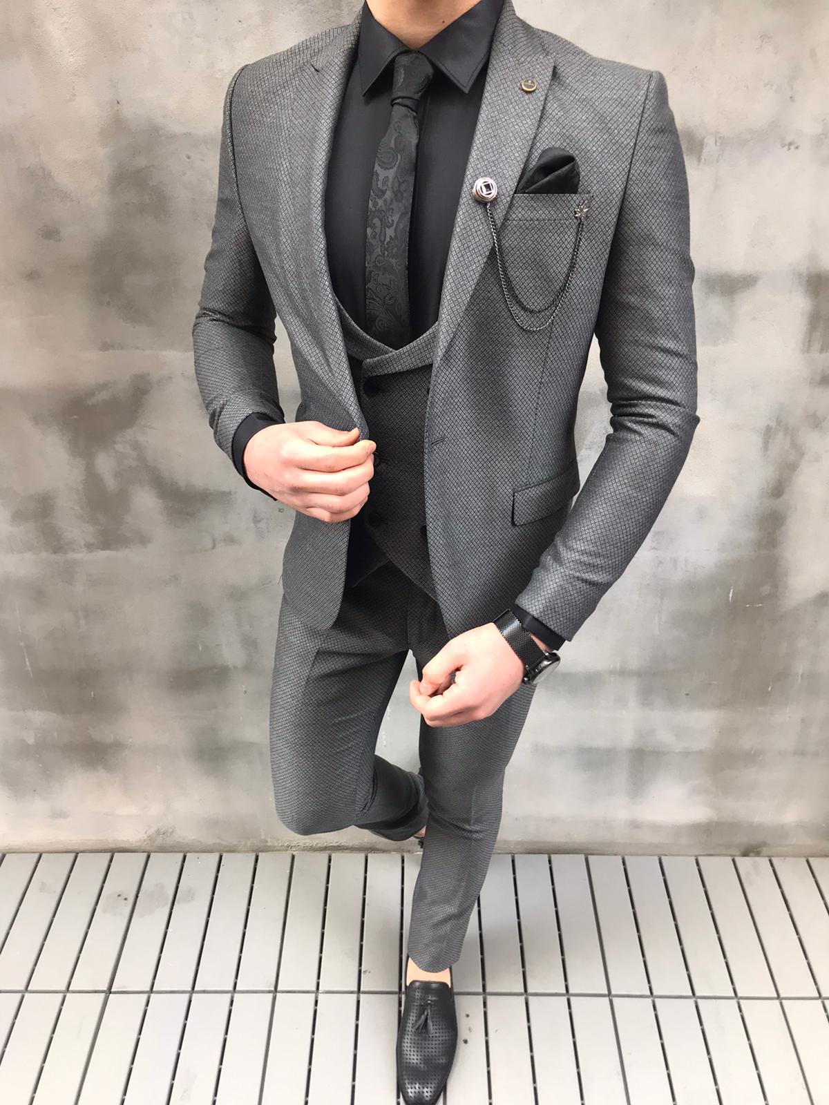 Crofton Gray Slim Fit Suit - Bespoke Daily