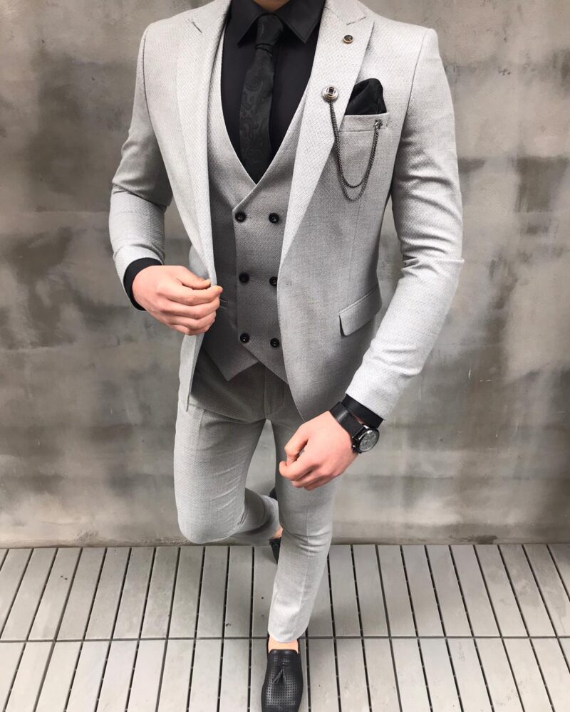 Crofton Light Gray Slim Fit Suit - Bespoke Daily