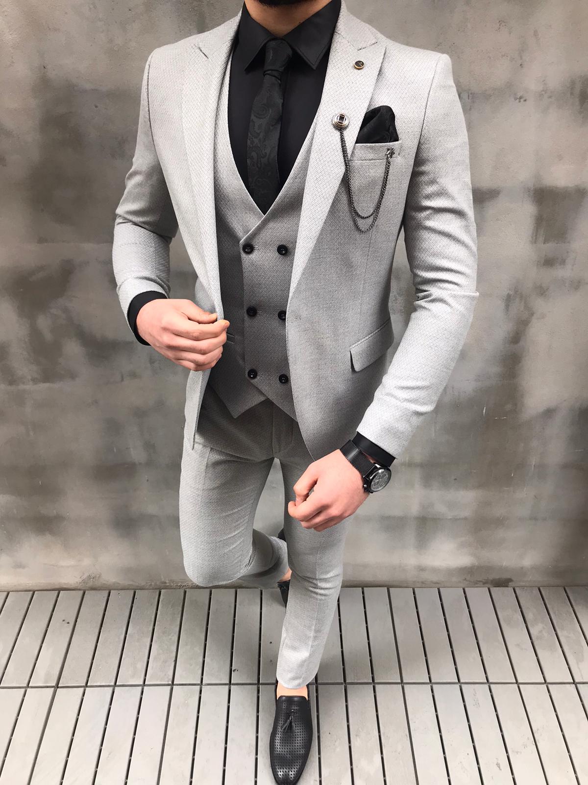 Crofton Light Gray Slim Fit Suit Bespoke Daily