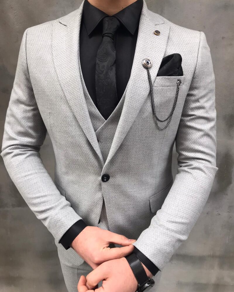 Crofton Light Gray Slim Fit Suit - Bespoke Daily