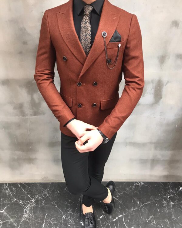 Fremont Tile Slim Fit Double Breasted Blazer - Bespoke Daily