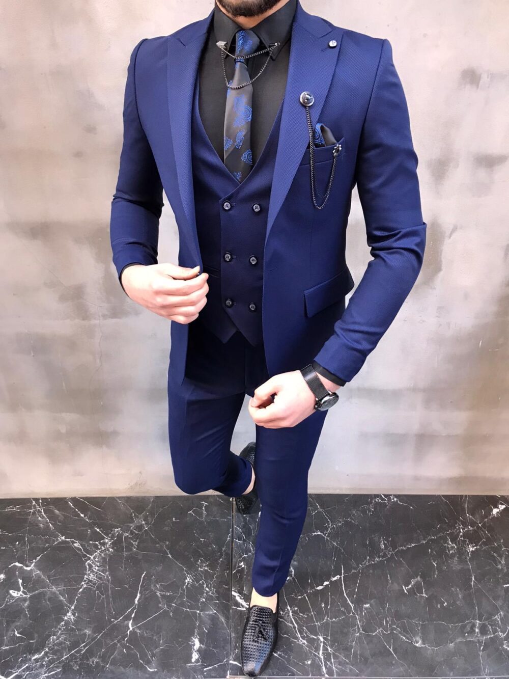 Lewes Blue Slim Fit Suit - Bespoke Daily