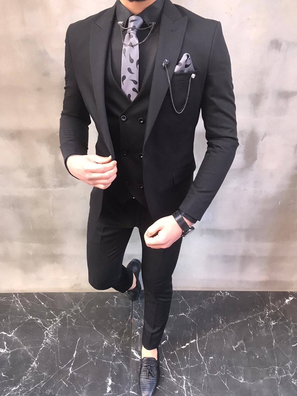 Newark Black Slim Fit Suit - Bespoke Daily