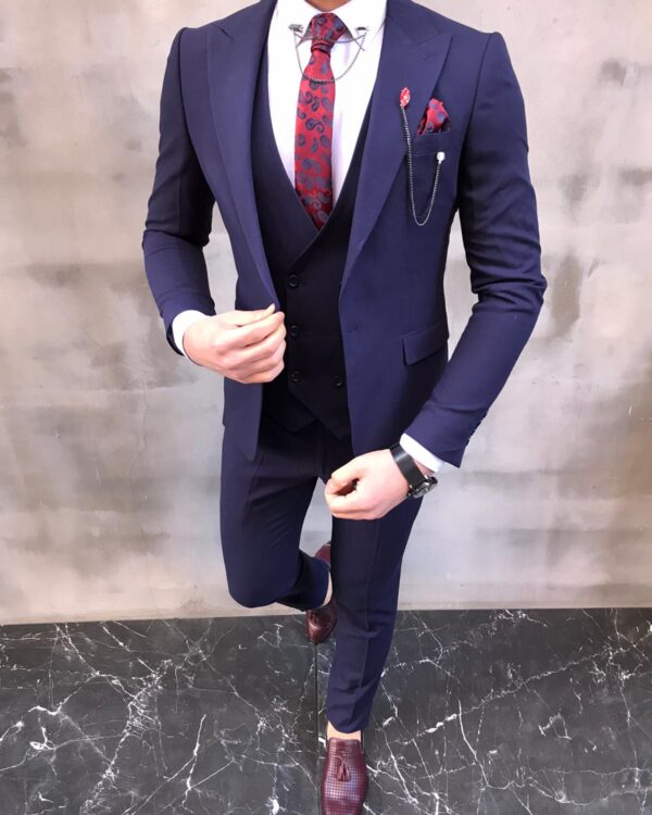 Newark Blue Slim Fit Wool Suit - Bespoke Daily