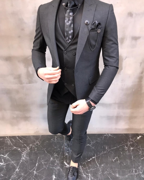 Newark Dark Gray Slim Fit Suit - BespokeDailyShop
