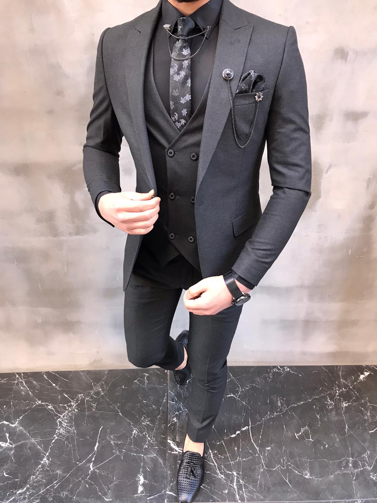 Newark Dark Gray Slim Fit Suit 2 