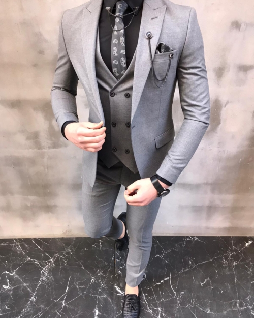 Newark Light Gray Slim Fit Suit