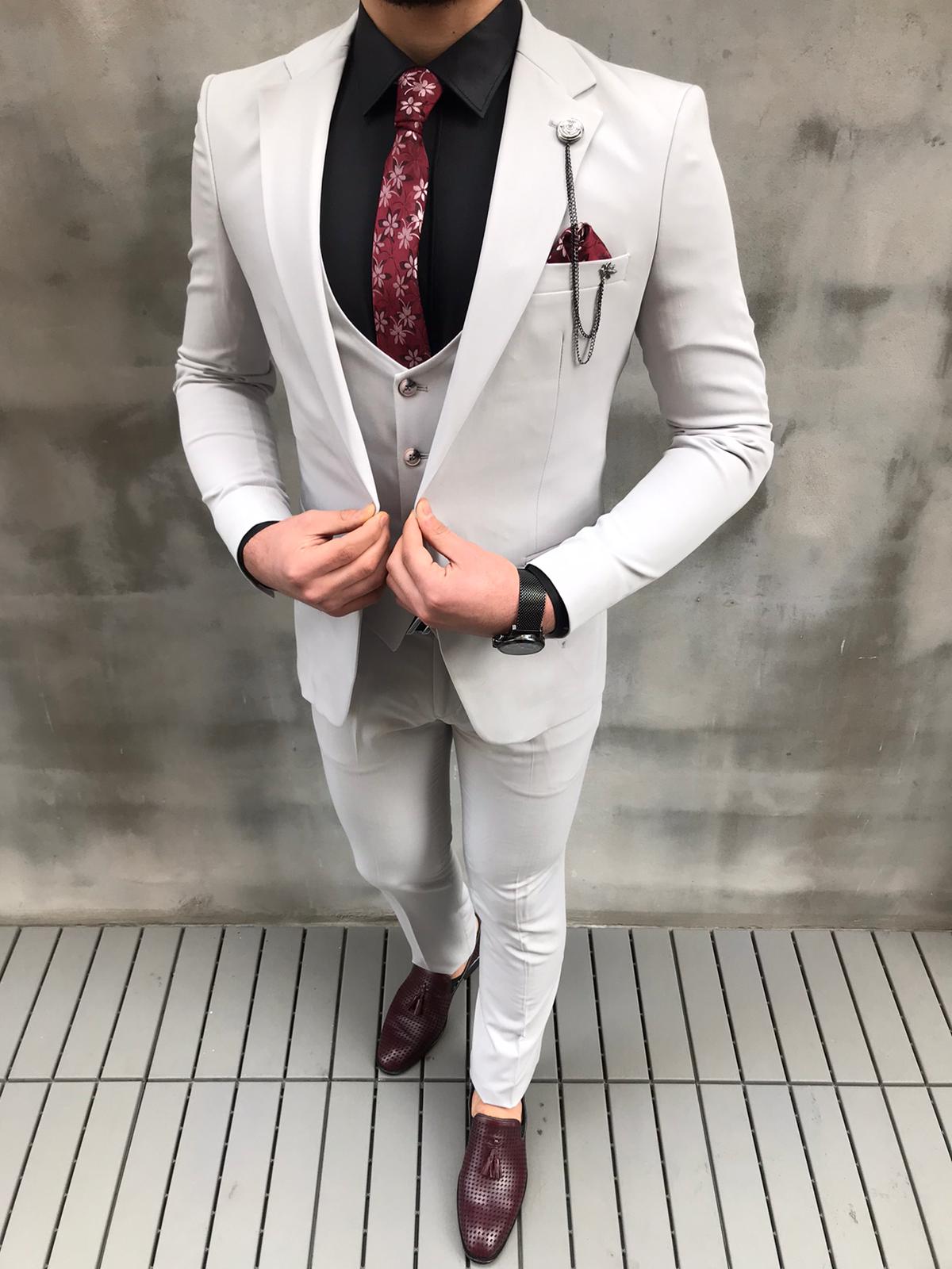 Pikesville Off White Slim Fit Suit - Bespoke Daily