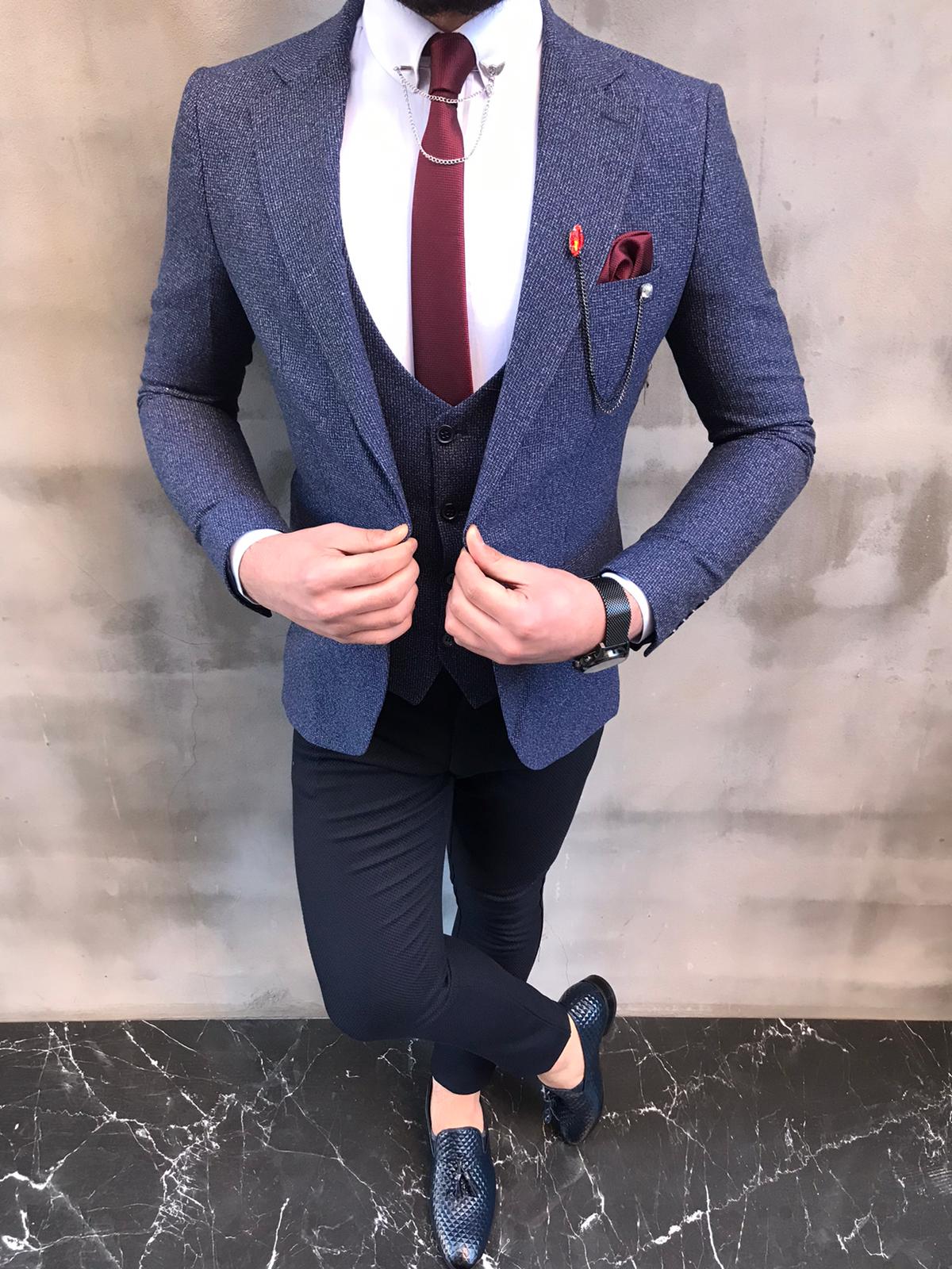 Sedona Blue Slim Fit Suit - Bespoke Daily