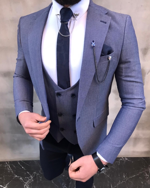 Cream Slim Fit Groom Wool Suit for men by BespokeDailyShop