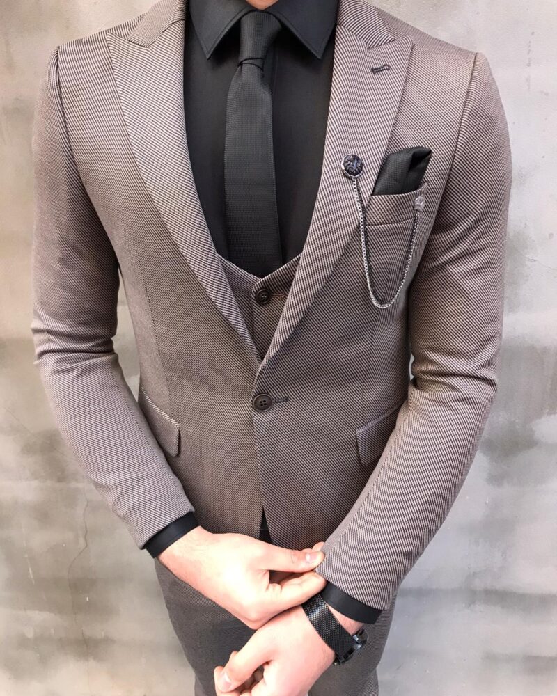 Lansing Brown Slim Fit Wool Suit - Bespoke Daily