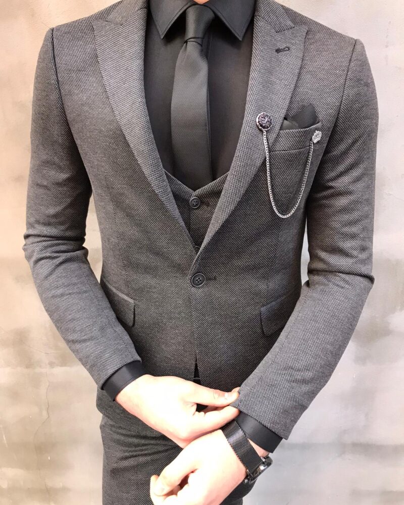 Lansing Gray Slim Fit Wool Suit - Bespoke Daily