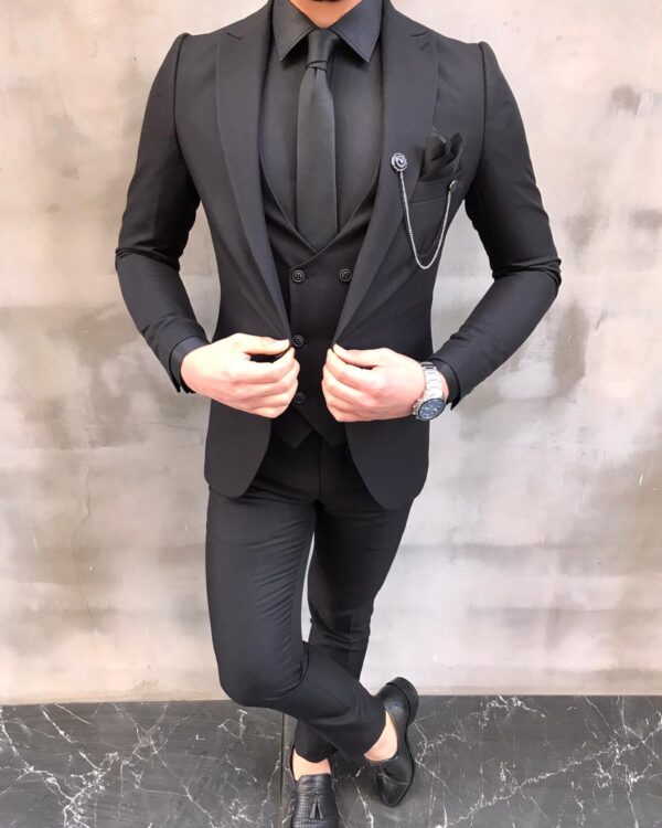 Livonia Black Slim Fit Wool Suit - Bespoke Daily