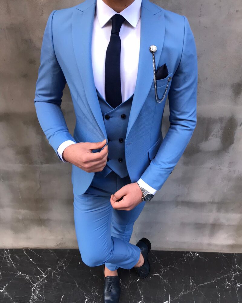 Livonia Ice Blue Slim Fit Wool Suit - Bespoke Daily