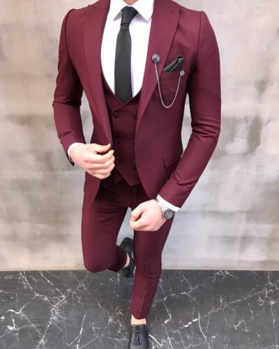 Livonia Maroon Slim Fit Wool Suit - Bespoke Daily