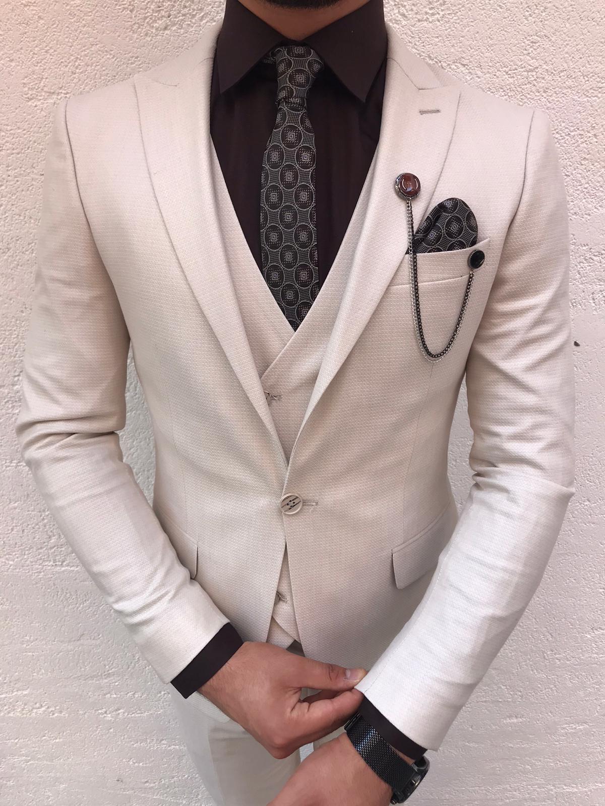 Asheboro Beige Slim Fit Suit - Bespoke Daily