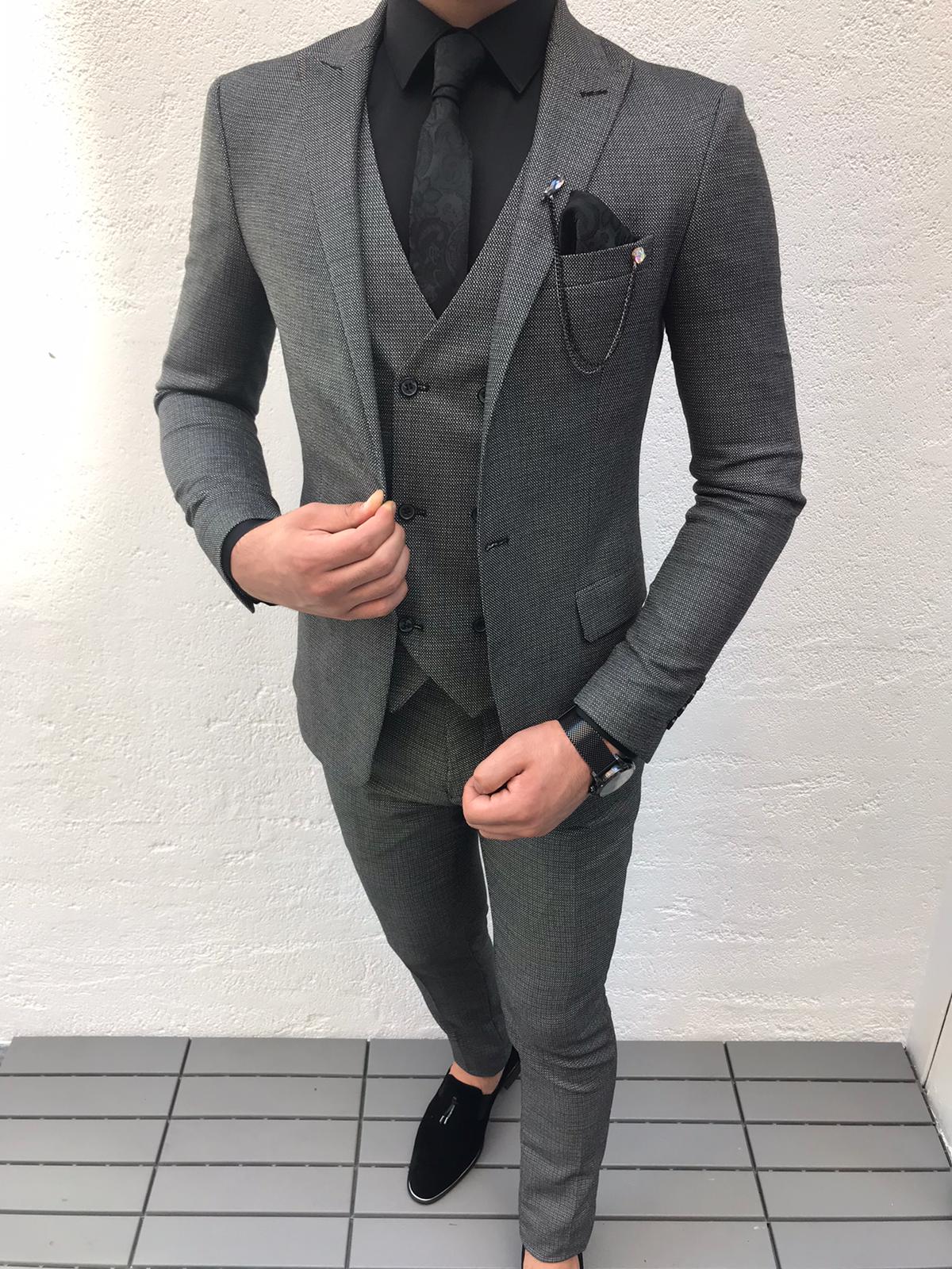 Asheboro Dark Gray Slim Fit Suit 3