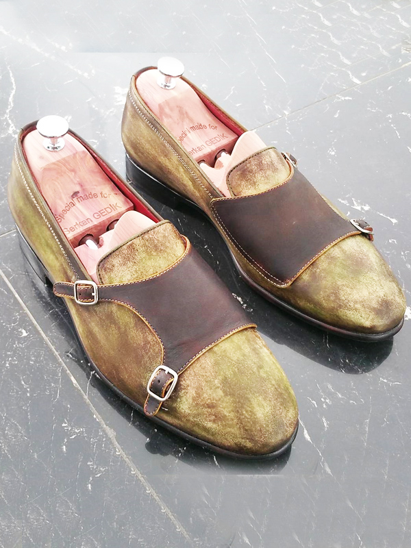 Handmade Brown Leather Double Monk Strap Loafers by BespokeDailyShop.com with Free Worldwide Shipping