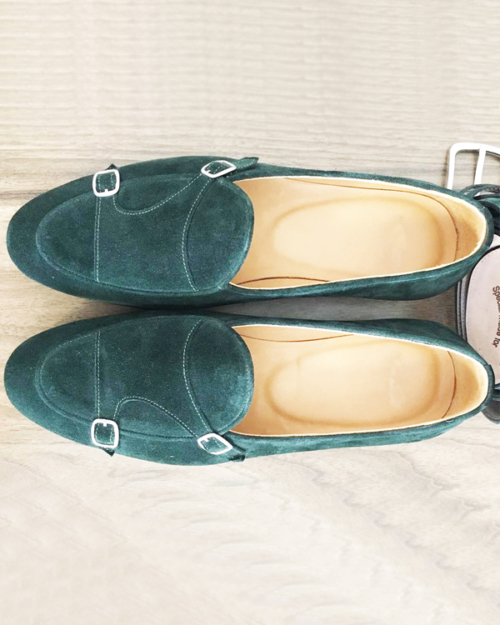 green monk strap shoes