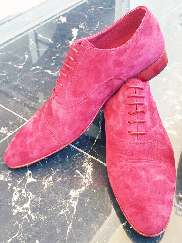 Handmade Pink Suede Leather Whole-cut Oxfords by BespokeDailyShop.com with Free Worldwide Shipping