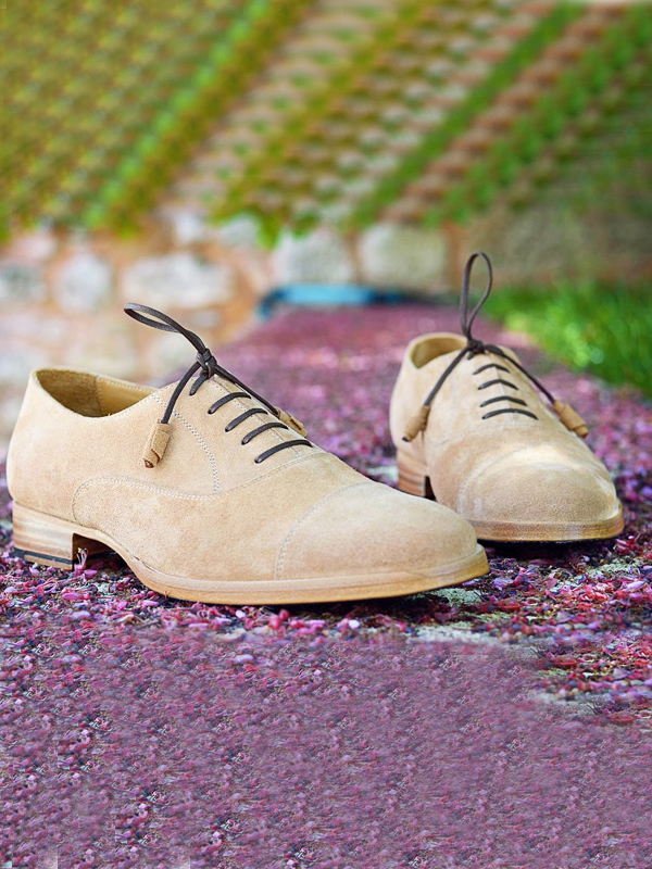Handmade Camel Suede Leather Oxfords by BespokeDailyShop.com with Free Worldwide Shipping