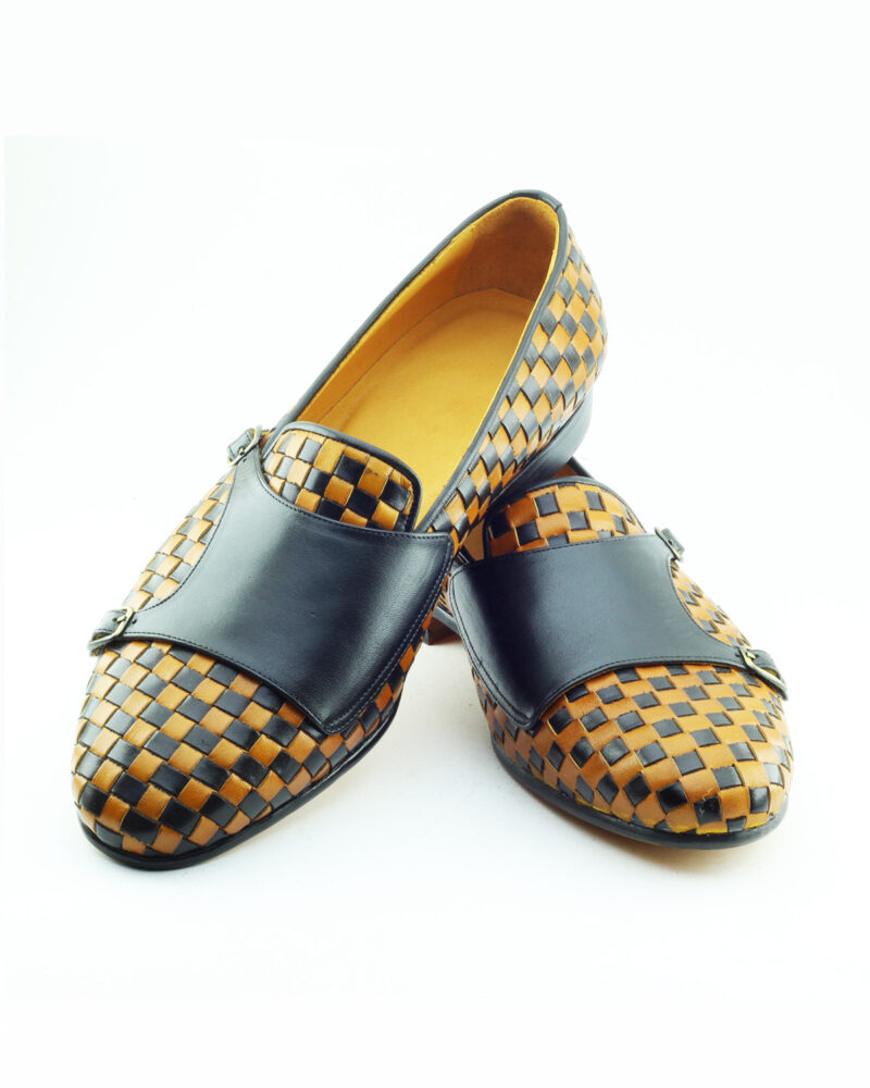 Handmade Yellow Leather Monk Strap Loafers by BespokeDailyShop.com with Free Worldwide Shipping