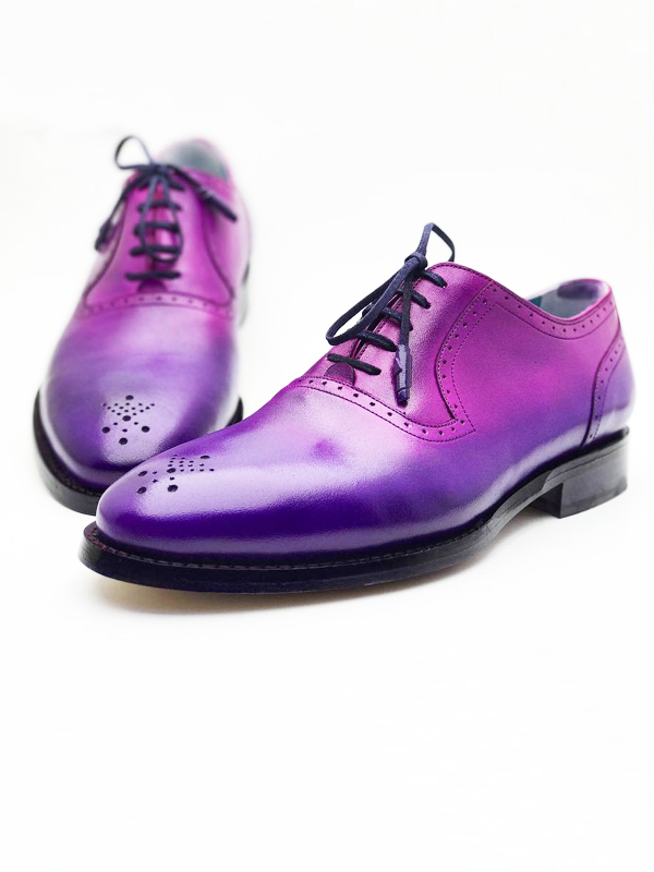 Handmade Purple Blue Leather Oxfords by BespokeDailyShop.com with Free Worldwide Shipping