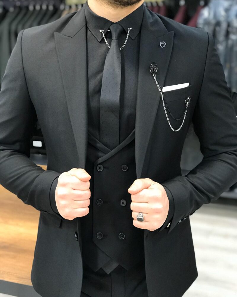 Black Slim Fit Suit by BespokeDailyShop.com with Free Worldwide Shipping