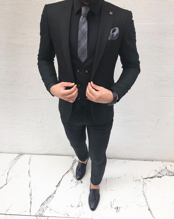 BespokeDaily Brockton Black Slim Fit Suit - Bespoke Daily
