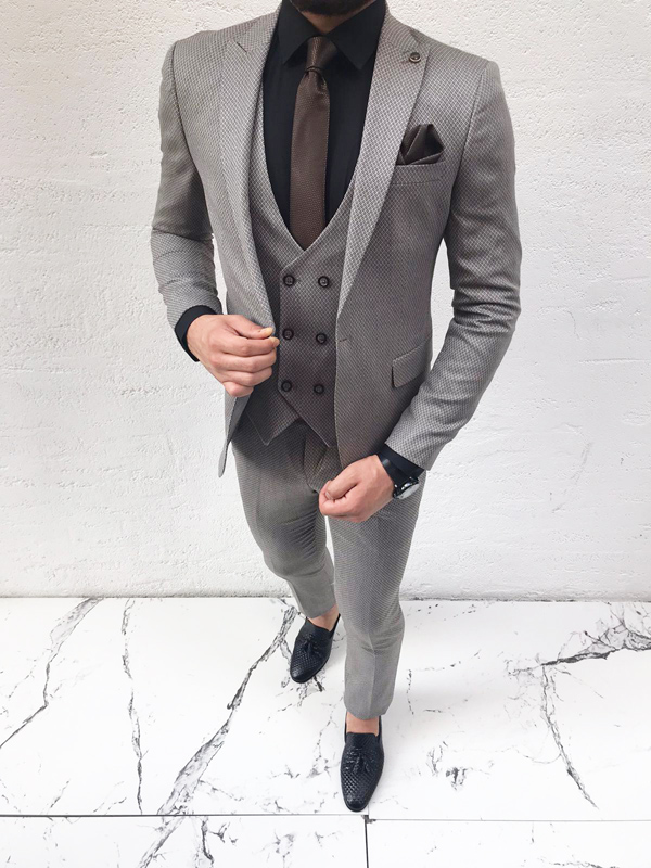 BespokeDaily Brockton Light Brown Slim Fit Suit - Bespoke Daily