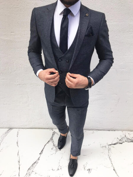 BespokeDaily Brockton Navy Blue Slim Fit Suit - Bespoke Daily